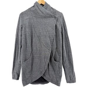 Lululemon Athletica Gray Asymmetrical Wrap Front Long Sleeve Athletic Jacket Top